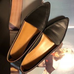 J. Crew Edie Black Leather Loafers Size 8